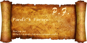 Panák Ferenc névjegykártya
